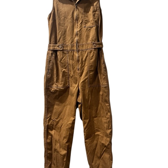 GAP Sleeveless Dark Camel Zip Front Jumpsuit 6 - Picture 2 of 5